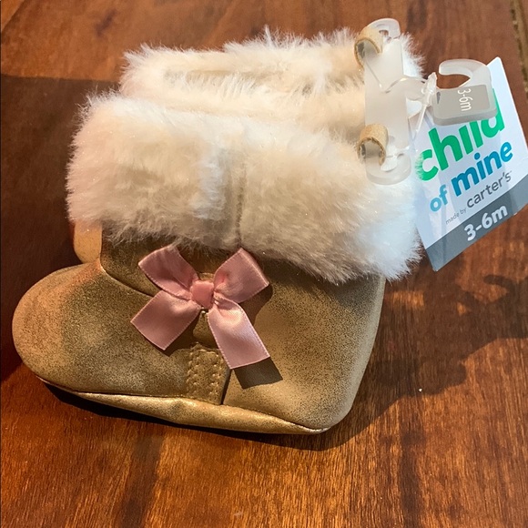 Child of Mine by Carter's Baby Booties - Gold and White - Picture 1 of 1